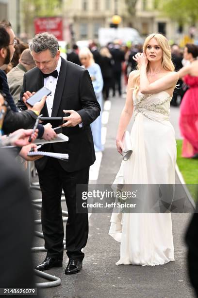 Michael Sheen and Anna Lundberg attend The Olivier Awards 2024 at The Royal Albert Hall on April 14, 2024 in London, England.