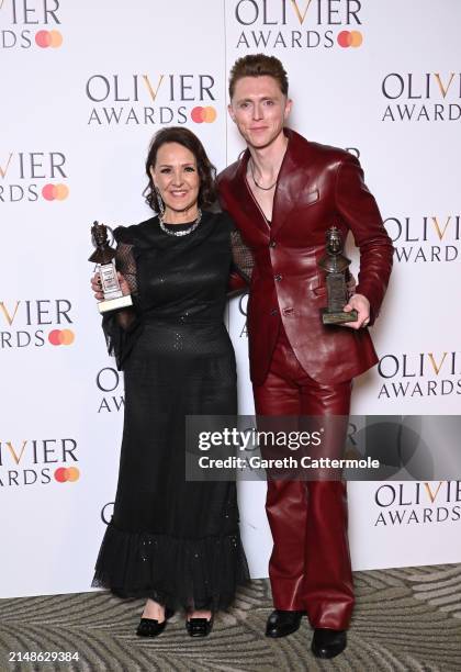 Dame Arlene Phillips and James Cousins, winners of the Best Theatre Choreography award for "Guys & Dolls", at The Olivier Awards 2024 at The Royal...