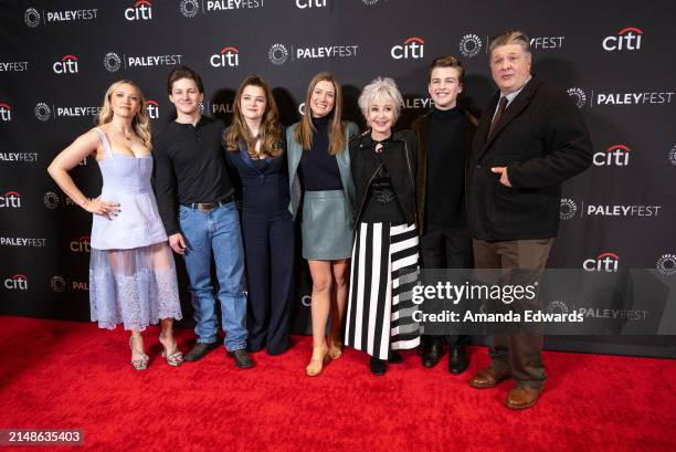 Actors Emily Osment, Montana Jordan, Raegan Revord, Zoe Perry, Annie Potts, Iain Armitage and Lance Barber attend the PaleyFest LA 2024 screening of...