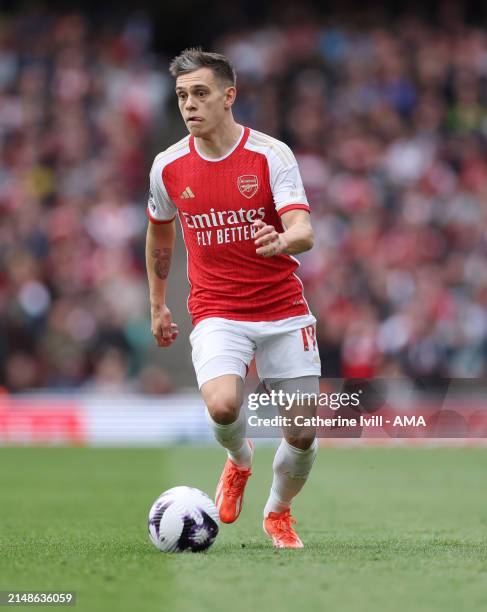 Leandro Trossard of Arsenal during the Premier League match between Arsenal FC and Aston Villa at Emirates Stadium on April 14, 2024 in London,...