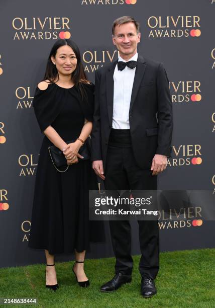 Lucia Hunt and Rt Hon Jeremy Hunt MP attend The Olivier Awards 2024 at The Royal Albert Hall on April 14, 2024 in London, England.