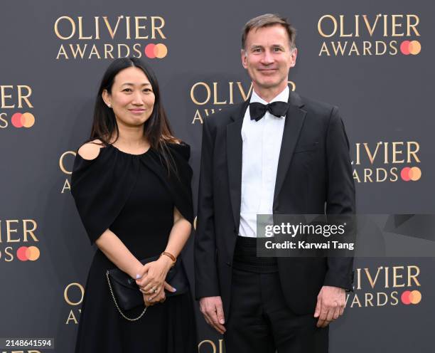 Lucia Hunt and Rt Hon Jeremy Hunt MP attend The Olivier Awards 2024 at The Royal Albert Hall on April 14, 2024 in London, England.