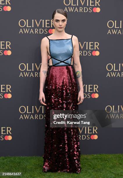 Cara Delevingne attends The Olivier Awards 2024 at The Royal Albert Hall on April 14, 2024 in London, England.