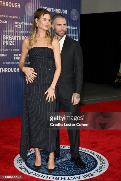 Behati Prinsloo and Adam Levine attend the 10th Breakthrough Prize Ceremony at the Academy of Motion Picture Arts and Sciences on April 13, 2024 in...