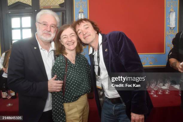 Philippe Faure Brac, Alexandra Del Medico and singer Cali attend the 28th "Journees Nationales Du Livre Et Du Vin" - Book And Wine Festival 2024 In...