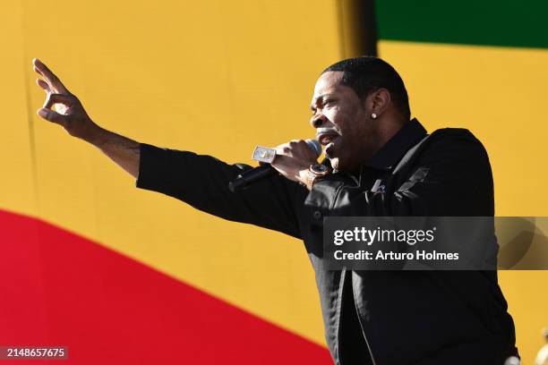 Busta Rhymes performs at Coachella Stage during the 2024 Coachella Valley Music and Arts Festival at Empire Polo Club on April 14, 2024 in Indio,...