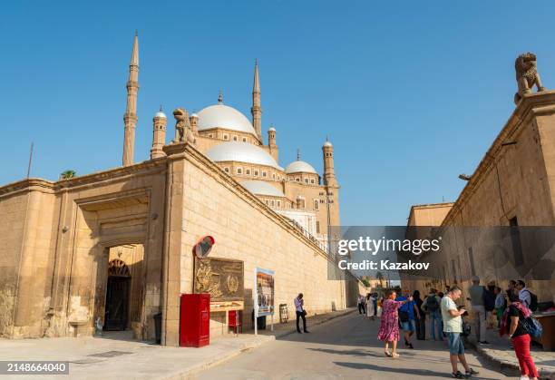 tourists in the citadel in cairo in egypt - cidadela do cairo imagens e fotografias de stock