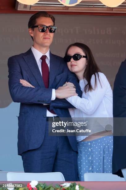Ben-Sylvester Strautmann and Princess Alexandra of Hanover attend the final on day 8 of the Rolex Monte-Carlo Masters at Monte-Carlo Country Club on...