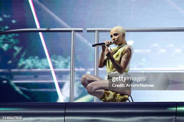 Doja Cat performs at the Coachella Stage during the 2024 Coachella Valley Music and Arts Festival at Empire Polo Club on April 14, 2024 in Indio,...