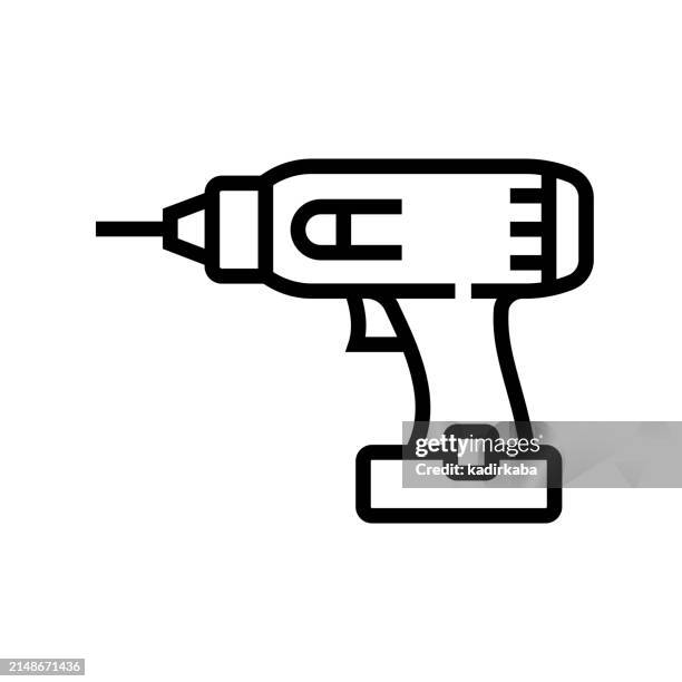 cordless drill line icon. - drill bit stock illustrations