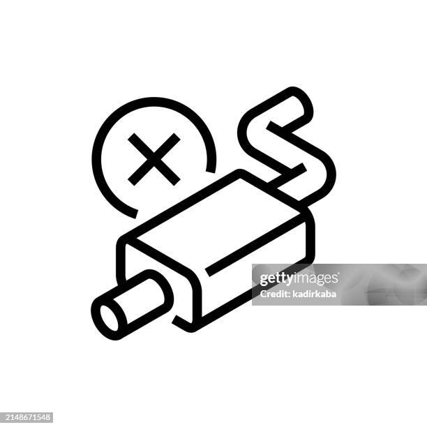 exhaust, zero carbon line icon, air pollution. - zero carbon stock illustrations