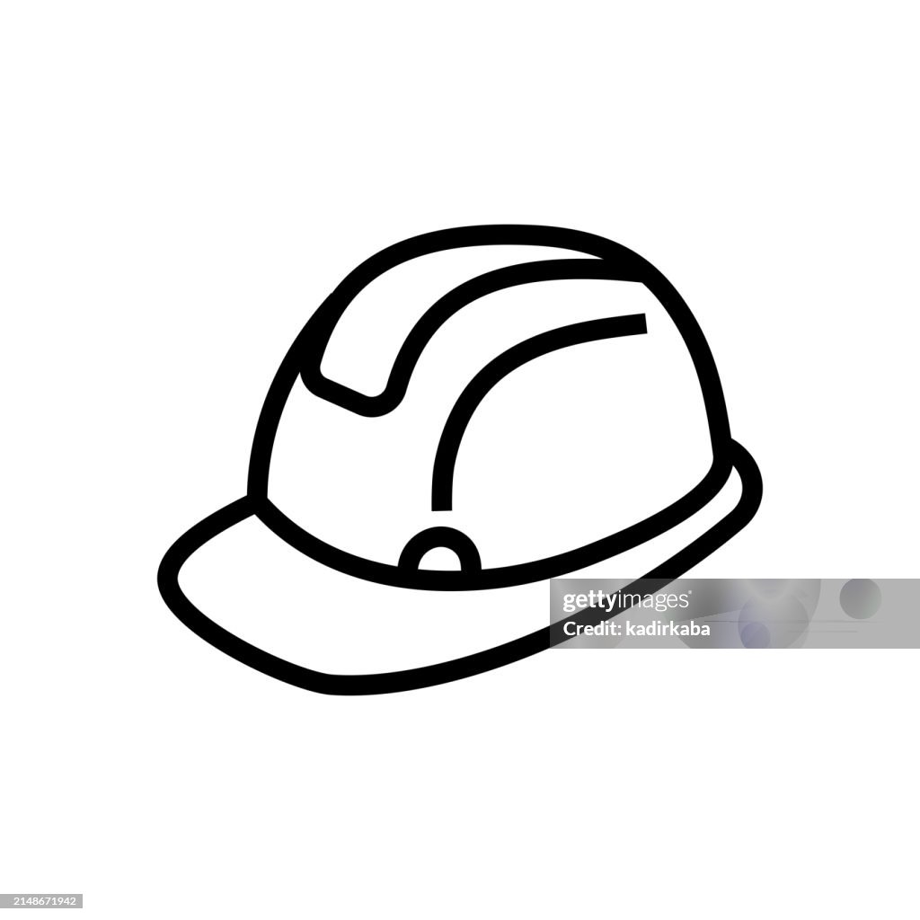 Protective helmet, work helmet, hardhat, protective Workwear line icon.