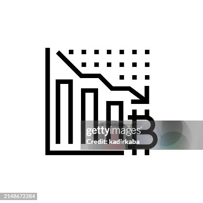 Bitcoin decrease, Cyrptocurrency line icon. Bitcoin decrease, Cyrptocurrency line icon.