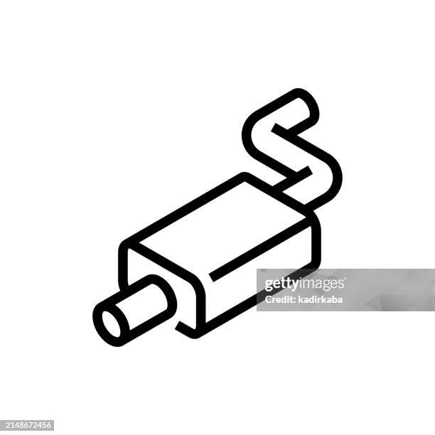 car exhaust line icon. car service, air pollution, smoke. - exhaust pipe stock illustrations