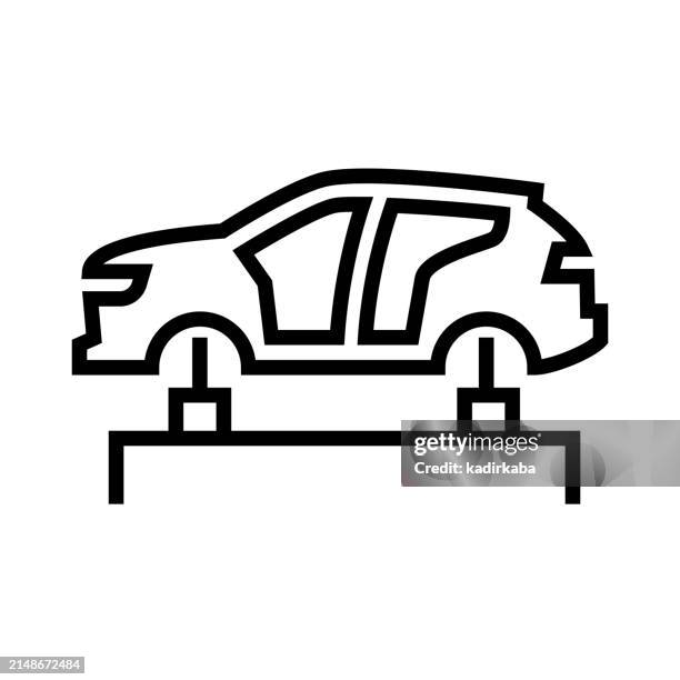 car industry line icon. chassis, product line, automobile industry. - car plant stock illustrations