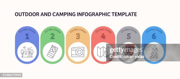 outdoor and camping related vector infographic design concept. - climbing tree stock illustrations