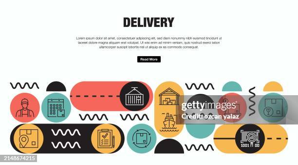 delivery vector banner design concept. global multisphere ready-to-use template. web banner, website header, magazine, mobile application etc. modern design. - warehouse worker stock illustrations