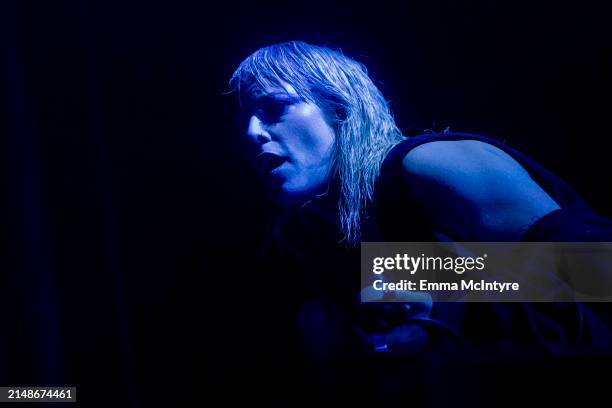 Jae Matthews of Boy Harsher performs onstage at the 2024 Coachella Valley Music and Arts Festival at Empire Polo Club on April 14, 2024 in Indio,...