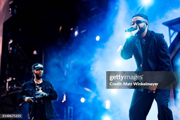 Metro Boomin and NAV perform at the Sahara Stage at the 2024 Coachella Valley Music And Arts Festival weekend 1 day 3 at Empire Polo Club on April...