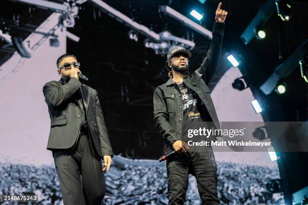 And Metro Boomin perform at the Sahara Stage at the 2024 Coachella Valley Music And Arts Festival weekend 1 day 3 at Empire Polo Club on April 14,...
