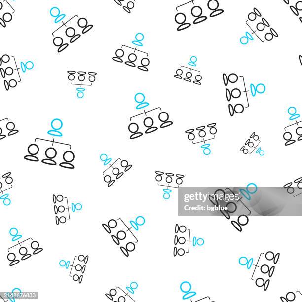 hierarchie. nahtloses muster. liniensymbole auf weißem hintergrund - organigramm stock-grafiken, -clipart, -cartoons und -symbole
