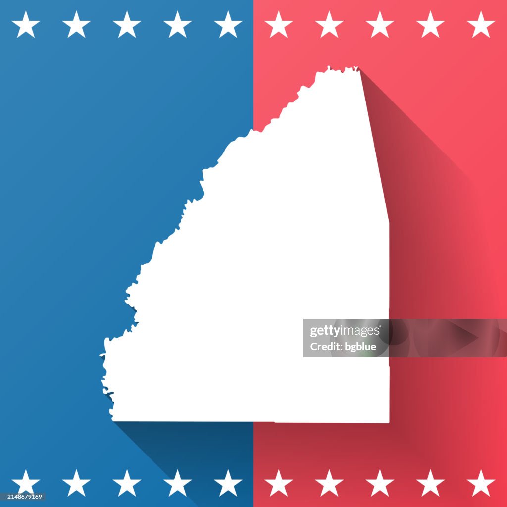 Rankin County, Mississippi. Map on blue and red background