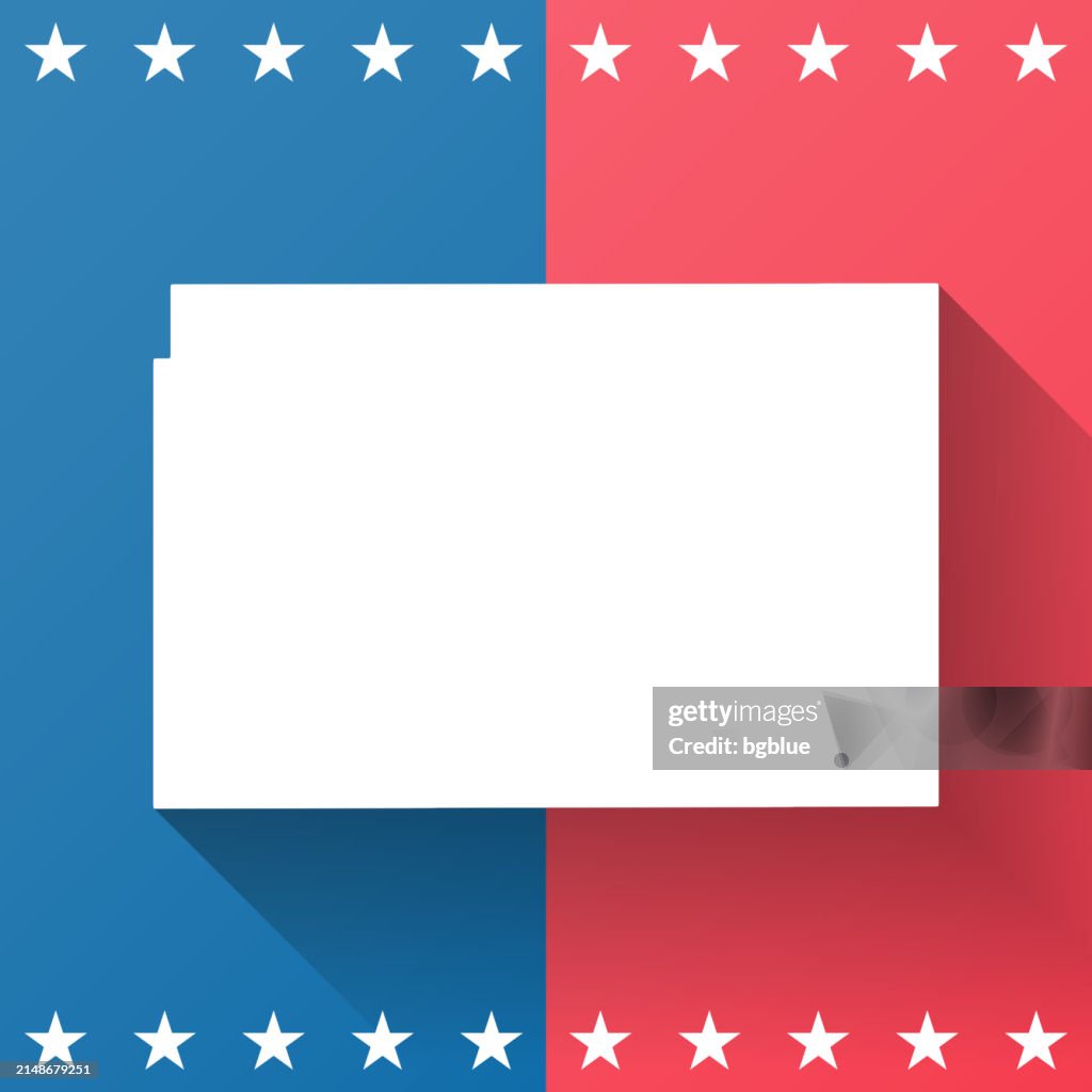 Phillips County, Colorado. Map on blue and red background