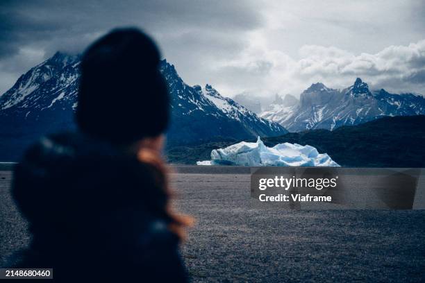 chile, torres del paine national park, glacial ice - parque nacional de torres del paine fotografías e imágenes de stock