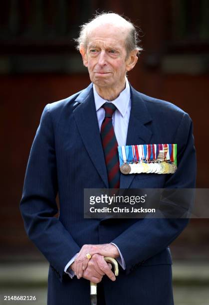 Members of the Scots Guards regiment and association veterans process past Prince Edward, Duke of Kent at the Scots Guards' Annual Black Sunday...