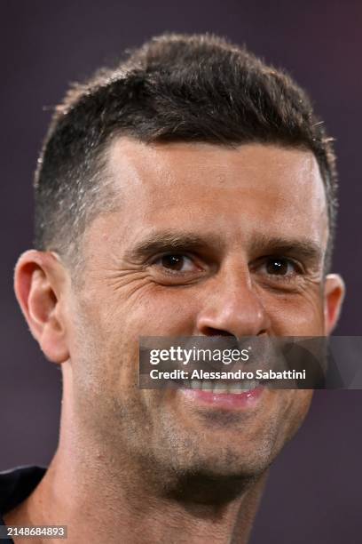 Thiago Motta head coach of Bologna FC during the Serie A TIM match between Bologna FC and AC Monza at Stadio Renato Dall'Ara on April 13, 2024 in...