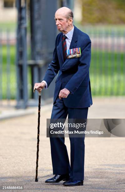 Prince Edward, Duke of Kent attends a wreath laying ceremony at the Guards Memorial during the Scots Guards Annual Black Sunday events, including a...