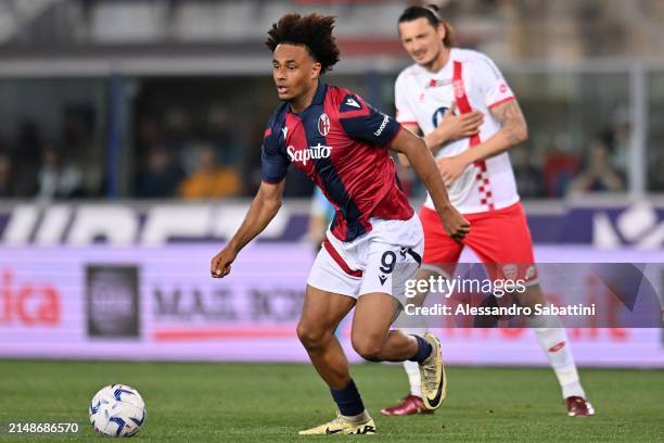 Joshua Zirkzee of Bologna FC during the Serie A TIM match between Bologna FC and AC Monza at Stadio Renato Dall'Ara on April 13, 2024 in Bologna,...