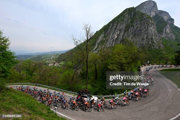 General view of the peloton compete climbing to the Spormaggiore during the 47th Tour of the Alps 2024, Stage 1 a 133.3km stage from Neumarkt - Egna...