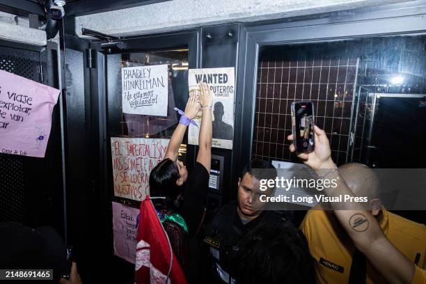 People demonstrate against sexual exploitation of minors in the city of Medellin, Colombia on April 9 after the alleged case of Timothy Alan...