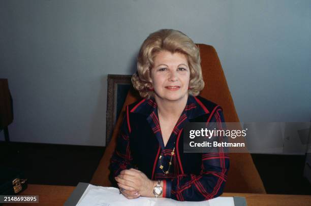 British Conservative Party politician Sally Oppenheim, Minister of State for Consumer Affairs, pictured in her office in London, May 14th 1979.