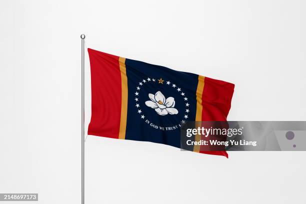 mississippi flag on white background - mississippi flag stock pictures, royalty-free photos & images