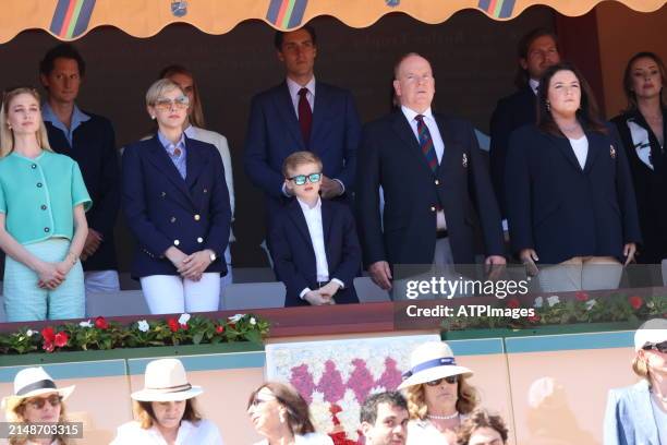 Charlene, Princess of Monaco, Prince Jacques of Monaco, Prince Albert II of Monaco and Melanie-Antoinette de Massy during the day eight of the Rolex...