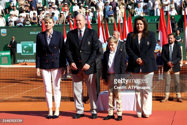 Charlene, Princess of Monaco, Prince Jacques of Monaco, Prince Albert II of Monaco and Melanie-Antoinette de Massy, Prince Jacques of Monaco seen...
