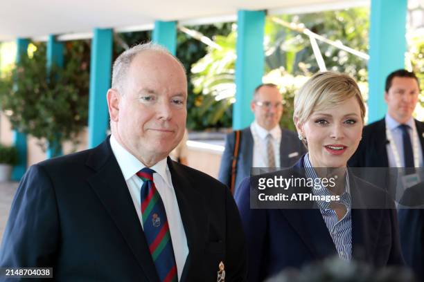 Charlene, Princess of Monaco, Prince Albert II of Monaco seen during the day eight of the Rolex Monte-Carlo Masters at Monte Carlo Country Club on...