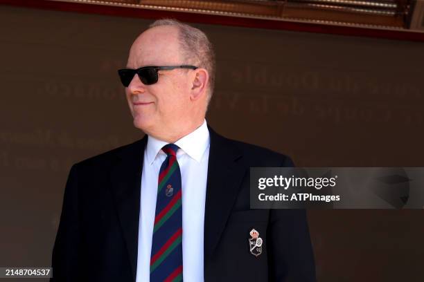 Prince Albert II of Monaco seen during the day eight of the Rolex Monte-Carlo Masters at Monte Carlo Country Club on April 14, 2024 in Monte-Carlo,...