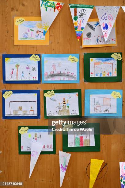 Children's drawing exhibition during the 47th Tour of the Alps 2024, Stage 1 a 133.3km stage from Neumarkt - Egna to Kurtinig - Cortina / #UCIWT / on...