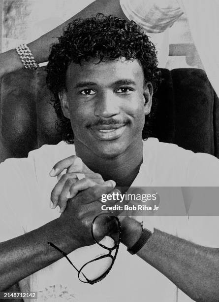 National Football League Running Back Eric Dickerson portrait inside office of his Manger, Boxer Ken Norton, June 10, 1985 in Los Angeles, California.