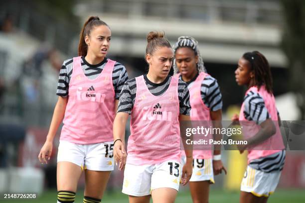 Lisa Boattin of Juventus women in action during the warm up before the Women Serie A playoffs match between AS Roma and Juventus at Stadio Tre...