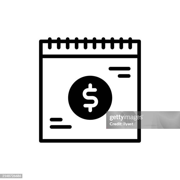 high contrast vector line icon for payment date - adjustable stock illustrations