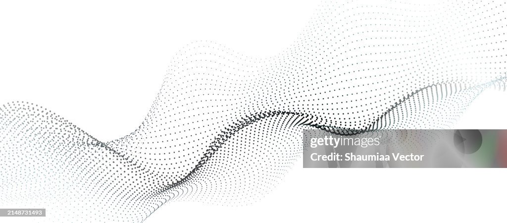 Abstract black energy waves from dotted line particles with blur effect on trasnparent white background. Futuristic modern backdrop design for business, presentation, ads, banner, website, landing page, wallpaper screen and more