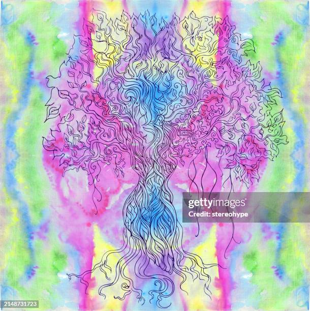 woman tree - tree services background stock illustrations