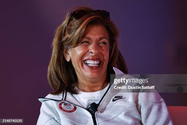 Hoda Kotb moderates the Gymnastics panel during the Team USA Media Summit at Marriott Marquis Hotel on April 15, 2024 in New York City.