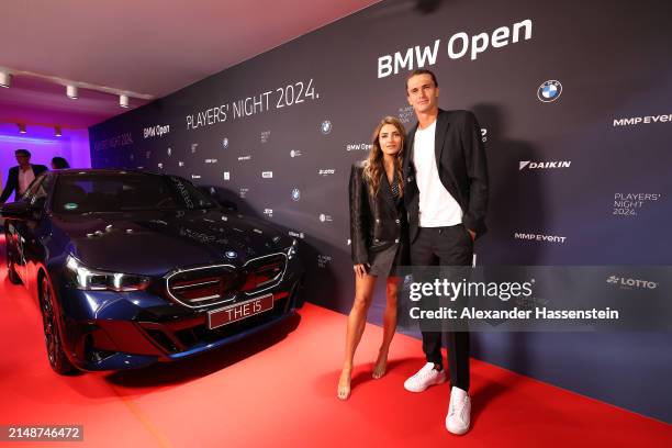 Alexander Zverev attends with Sophia Thomalla the BMW Open Players Night 2024 during day 3 of the BMW Open at MTTC IPHITOS on April 15, 2024 in...