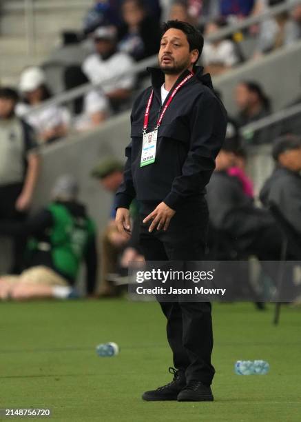 Arthur Elia head coach of Brazil looks on from the sidelines during the first half of the 2024 SheBelieves Cup against Japan at Lower.com Field on...