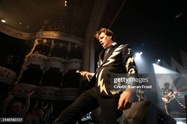 Howlin' Pelle Almqvist of The Hives performs at The 3Olympia Theatre Dublin on April 15, 2024 in Dublin, Ireland.